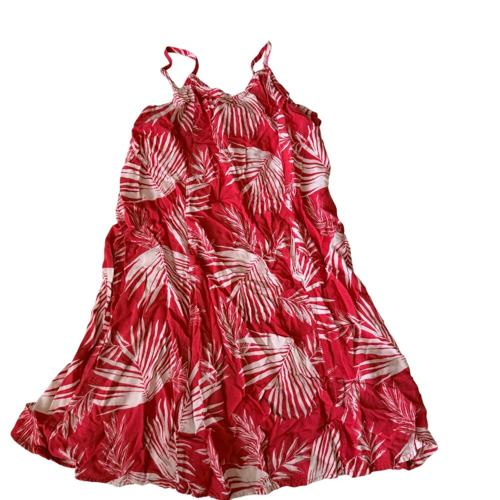 Love Fire Girls Pink White Palm Leaf Print Sundress Medium